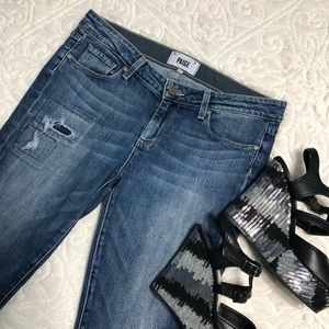 Paige, Skyline Ankle Peg Destructed Jeans Sz 29